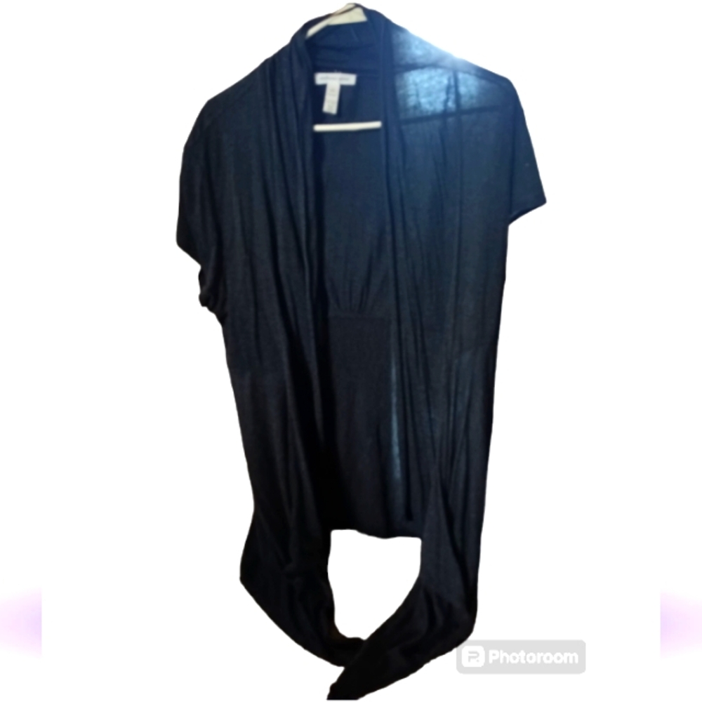 Ambience Apparel women's Charcoal gray short sleeve lightweight Cardigan